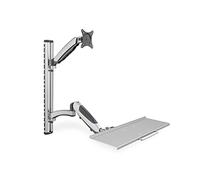 DIGITUS DA-90354 - Stand/sit workstation - Monitor mount with keyboard shelf - Wall mounting - 2x gas pressure spring - 1 monitor - Up to 27 inch - VESA 75x75, 100x100 - Silver