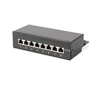 DIGITUS Desktop Patch Panel 8-Port/Cat.6 / Shielded/Cable Installation via LSA Terminals Colour Coded According to EIA/TIA 568A+B / RAL9005 Black