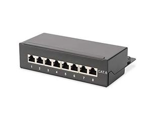 Digitus desktop patch panel - Cat-6 - 8-port RJ45 - Shielded - LSA patch field - Surface mounting - Black