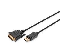 Digitus DisplayPort adapter cable - DP - DVI (24+1) - Full HD 1080p/60Hz - DisplayPort 1.1a - 2m - with lock - suitable for monitors, graphics cards - black