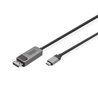 Digitus Displayport adapter cable - USB Type-C to Displayport 1.4-8k/30Hz - 4k/144Hz - Bidirectional - DP Alt-Mode - MST - 2 m - black - For iPhone, Macbook, iPad, Surface