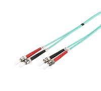 DIGITUS DK-2511-02/3 - Fibre Optic Cable OM3 - 2 m - ST to ST - Duplex Fibre Optic Cable - 1/10/40/100 Gbit/s - MM Multimode Fibre Optic LAN Cable - Fibre Type: 50/125 µ - Turquoise (Aqua)