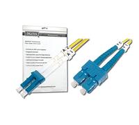 DIGITUS DK-2932-10 - Fibre Optic Cable OS2 - 10 m - LC to SC - Duplex Fibre Optic Cable - 1/10 Gbit/s - SM Singlemode Fibre Optic LAN Cable - Fibre Type: 9/125 µ - Yellow