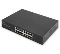 DIGITUS DN-80112-2 - Gigabit network switch - 16 ports - unmanaged - fanless - VLAN and CCTV support - 16x RJ45-10/100/1000 Mbit/s - 19" mounting brackets included - black