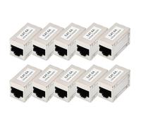 Digitus DN-93905 - RJ45 Coupler Cat 6A - Pack of 10 - LAN Cable Extension - Cat6A Network Cable Connector - PoE Compatible - Modular Coupling - For Switch, DSL, Modem, Router, PC - Silver