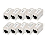 DIGITUS DN-93905 - RJ45 Coupler Cat 6A - Pack of 10 - LAN Cable Extension - Cat6A Network Cable Connector - PoE Compatible - Modular Coupling - For Switch, DSL, Modem, Router, PC - Silver