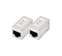 Digitus DN-93905 - RJ45 Coupler Cat 6A - Pack of 2 - LAN Cable Extension - Cat6A Network Cable Connector - PoE Compatible - Modular Coupling - For Switch, DSL, Modem, Router, PC - Silver