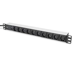 DIGITUS DN-95404-19" Multiple socket outlet - 10 C13 taps - 1U - With overload protection - 230VAC 50/60Hz - 10A - 2300W - For 19" network and server cabinets