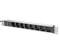 DIGITUS DN-95410-IT - 19" multiple socket outlet - 8 outlets - 1U - IEC C14 input - Italian version - back-up fuse - 250VAC 50/60Hz - 10A - 2500W - For 19" network and server cabinets