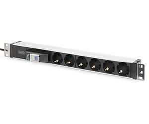 DIGITUS DN-95417-19" Multiple socket outlet - 6 outlets - 1U - With line protection switch & child lock - 250VAC 50/60Hz - 16A - 4000W - For 19 inch network and server cabinets