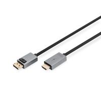 DIGITUS DP to HDMI cable with LED 4K/30HZ, 1.8 m aluminium housing, gold plated,