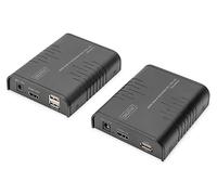 DIGITUS DS-55529 HDMI KVM Extender/Splitter - Full HD 1080p 60Hz - 120 m via LAN Cable/Unlimited via Ethernet (IP Enabled) - Set: Transmitter & Receiver - HDMI 1.3 & HDCP 1.4