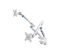 DIGITUS Dual Monitor Mount - two monitors - up to 35 inches - mechanical spring - 10 kg load capacity - for flat and curved screens - VESA 75x75, 100x100 - table clamp - Design Series - White