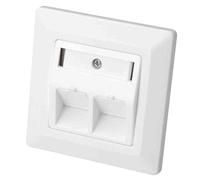DIGITUS Empty Case for Keystone Module Empty Plug Socket 2 x RJ45 + Dust Protection Frame 80 x 80 mm Centre Panel 50 x 50 mm White (RAL9010)