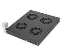 Digitus fan unit for 19"" rack (1HE), or roof mounting in VarioFLEX server & network cabinet, 4x fan, thermostat, black (RAL 9005)"