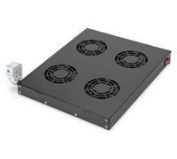 Digitus fan unit for 19"" rack (1HE), or roof mounting in VarioFLEX server & network cabinet, 4x fan, thermostat, black (RAL 9005)"