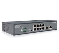 DIGITUS Fast Ethernet PoE+ Network Switch - 19 inch - 8 Ports + 2x Uplink RJ45 - IEEE802.3af/at - 120W Power Budget - Black