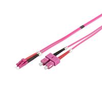 DIGITUS DK-2532-02-4 - Fibre Optic Cable OM4 - 2 m - LC to SC - Duplex Fibre Optic Cable - 1/10/40/100 Gbit/s - MM Multimode Fibre Optic LAN Cable - Fibre Type: 50/125 µ - Purple (Violet)