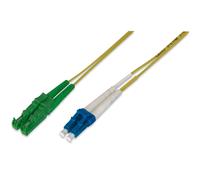 DIGITUS AL-9E2000LC-02I - Fibre Optic Cable OS2 - 2 m - E2000 (APC) to LC (UPC) - Duplex Fibre Optic Cable - 1/10 Gbit/s - SM Singlemode Fibre Optic LAN Cable - Fibre Type: 9/125 µ - Yellow