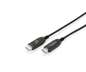 Digitus Fibre Optic HDMI Cable - 40 m - UHD 8K 60Hz 4K 120Hz - HDMI 2.1 - 48 Gbps - eARC, HDR, HDCP 2.2, CEC - AOC Hybrid Cable - Gold-plated Contacts - Black