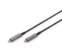 Digitus Fibre Optic USB-C Cable - USB Video Cable - 15m - UHD 4K 60Hz 1080p 120Hz - DisplayPort 1.2 - DP Alt-Mode - HDR, EDID, YUV 4:4:4 - AOC Hybrid - Black