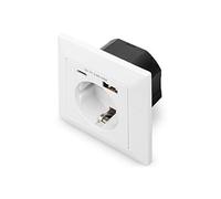 DIGITUS Flush-Mounted Socket with USB Charging Device - 1x USB-A to 2.8A / 1x US