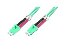 DIGITUS DK-2533-02/3 - Fibre Optic Cable OM3 - 2 m - LC to LC - Duplex Fibre Optic Cable - 1/10/40/100 Gbit/s - MM Multimode Fibre Optic LAN Cable - Fibre Type: 50/125 µ - Turquoise (Aqua)