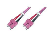 DIGITUS FO patch cable OM4 - 5 m SC to SC fiber optic cable - LSZH - Duplex Multimode 50/125µ - 10 GBit/s - Purple