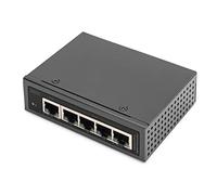 DIGITUS Gigabit PoE Extender - 5-port - 1 RJ45 input port 802.3bt - 4 RJ45 outputs PoE 802.3af/at - Cascadable - 10/100/1000 Mbit/s - Industrial series - Black