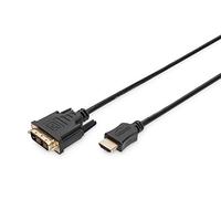 DIGITUS HDMI Adapter Cable - Type A to DVI-D (18+1) - Full HD - 2m - Single Link - Compatible with PC, Monitor, Projector - Polybag - Black