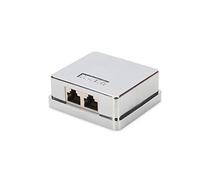 DIGITUS Junction Box Cat-6-2 Port RJ45 - Surface-Mounted Housing - Network Socket - LSA Insulation Terminal - Shielded - Silver