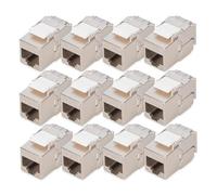 DIGITUS Keystone Module Cat-6A Shielded - 12 pieces - Compact version - RJ45 socket - 500 MHz 10GBase-T - AWG 26-22 - Design-compatible - With cable ties - Tool-free installation