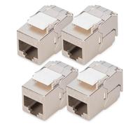 DIGITUS Keystone Module Cat-6A Shielded - 4 pieces - Compact version - RJ45 socket - 500 MHz 10GBase-T - AWG 26-22 - Design-compatible - With cable ties - Tool-free installation