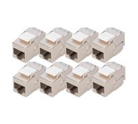 DIGITUS Keystone Module Cat-6A Shielded - 8 pieces - Compact version - RJ45 socket - 500 MHz 10GBase-T - AWG 26-22 - Design-compatible - With cable ties - Tool-free installation