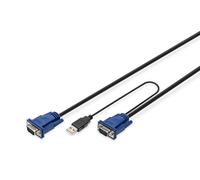 DIGITUS KVM cable - 2x VGA connector, 1x USB 2.0 connector - 5 m - for KVM conso
