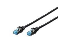 Digitus LAN Cable Cat 5e - 0.5m - CCA Network Cable with RJ45 - SF/UTP Shielded - Compatible with Cat6 & Cat5 - Black