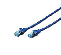 DIGITUS LAN Cable Cat 5e - 0.5m - RJ45 Network Cable - SF/UTP Shielded - Compatible with Cat-6 & Cat-6A - Blue