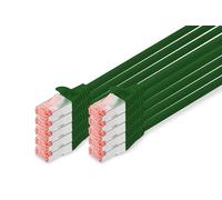 Digitus LAN Cable Cat 6-0.25m - 10 Pack - RJ45 Network Cable - S/FTP Shielded - Compatible with Cat6A & Cat7 - Green
