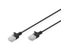 Digitus LAN Cable Cat 6 - 0.5m - 1 Gbit/s - U-UTP - Slim Version AWG 32/7 - PoE+ - LSZH - RJ45 Network Cable - Black