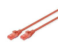 Digitus LAN Cable Cat 6-0.5m - CCA Network Cable with RJ45 - U/UTP Unshielded - Compatible with Cat6A & Cat5e - Red