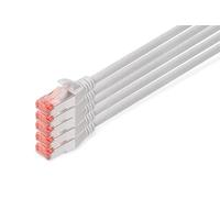 DIGITUS LAN Cable Cat 6 - 15 m - 5 pieces - S/FTP Shielded - 1 Gbps - 250 MHz - PoE++ - AWG 27/7 - LSZH - RJ45 network cable - Compatible with Cat6A and Cat7 - Grey