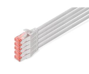 DIGITUS LAN Cable Cat 6 - 15 m - 5 pieces - S/FTP Shielded - 1 Gbps - 250 MHz - PoE++ - AWG 27/7 - LSZH - RJ45 network cable - Compatible with Cat6A and Cat7 - Grey