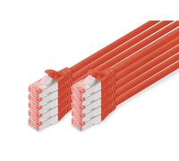 Digitus LAN Cable Cat 6-1m - 10 Pack - RJ45 Network Cable - S/FTP Shielded - Compatible with Cat6A & Cat7 - Red