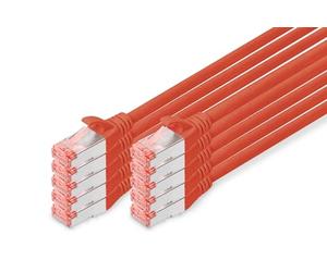 Digitus LAN Cable Cat 6-2m - 10 Pack - RJ45 Network Cable - S/FTP Shielded - Compatible with Cat6A & Cat7 - Red