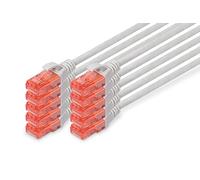 Digitus LAN Cable Cat 6-2m - 10 Pieces - RJ45 Network Cable - UTP Unshielded - Compatible with Cat6A & Cat5e - Grey