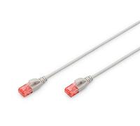 Digitus LAN Cable Cat 6-2m - Slim - RJ45 Network Cable - UTP Unshielded - 1 Gbps - Compatible with Cat6A - Grey