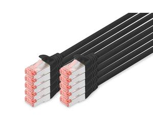 Digitus LAN Cable Cat 6-5m - 10 Pieces - RJ45 Network Cable - S/FTP Shielded - Compatible with Cat6A & Cat7 - Black