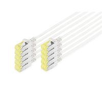 DIGITUS LAN Cable Cat 6A - 0.25m - Slim - 10 Pieces - RJ45 Network Cable - U/FTP Shielded - Compatible with Cat6 - Gray