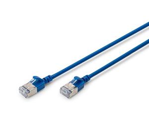 Digitus LAN cable Cat. 6A - 0.3m - slim version AWG 32/7 - 10 Gbit/s - RJ45 network cable - F/FTP - PoE+ - LSZH - Compatible with Cat. 7, Cat. 6, Cat. 5e - blue