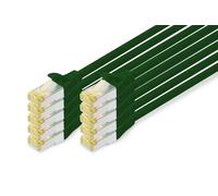 DIGITUS LAN Cable Cat 6A - 0.5m - 10 Pieces - RJ45 Network Cable - S/FTP Shielded - Compatible with Cat6 & Cat7 - Green
